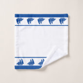 Elégant yacht bleu sur blanc (Gant de toilette)