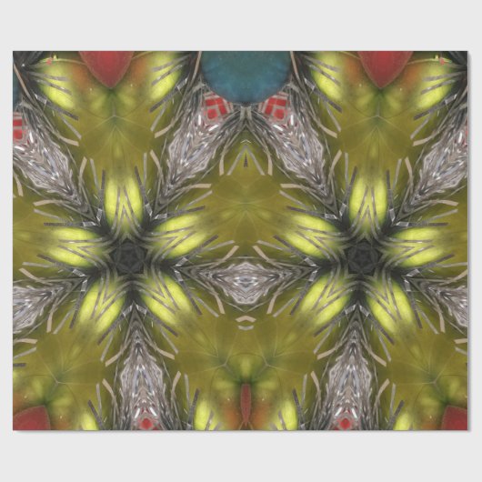 Elegant YeGold Silver Kaleidoscoop kerstster Cadeaupapier (Vlak)