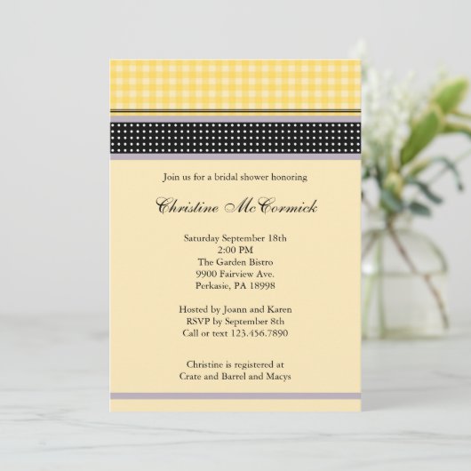 Elegant Yellow and Black Invitation Kaart (Staand voorkant)