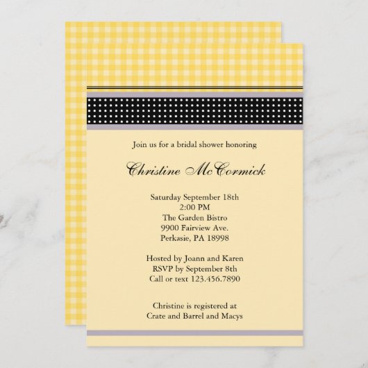 Elegant Yellow and Black Invitation Kaart (Voorkant / Achterkant)