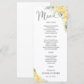 Elegant Yellow Baby Shower  Menu (Voorkant / Achterkant)