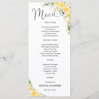 Elegant Yellow Baby Shower Menu
