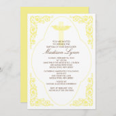 Elegant Yellow Baptism Invitation Kaart (Voorkant / Achterkant)