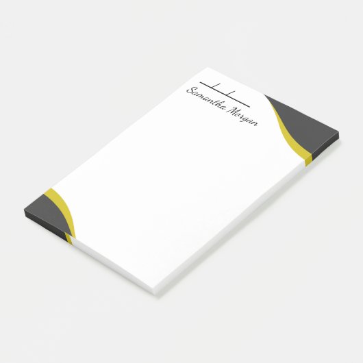 Elegant yellow & black waves customizable post-it® notes (Schuin)