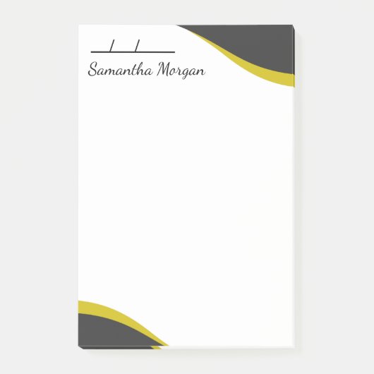 Elegant yellow & black waves customizable post-it® notes (Voorkant)