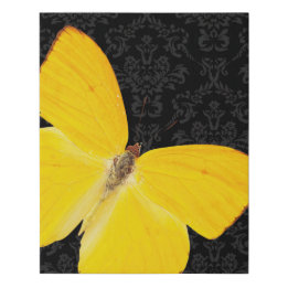 Elegant Yellow Butterfly Black Damask Imitatie Canvas Print