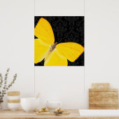 Elegant Yellow Butterfly Black Damask Poster (Keuken)