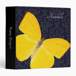 Elegant Yellow Butterfly Black Damask voeg naam to 1 1/2" Multomap
