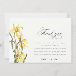 Elegant Yellow Daffodil Floral Waterverf Wedding Bedankkaart