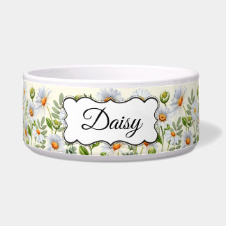 Elegant Yellow Daisy Personalized Pet Bowl Voerbakje