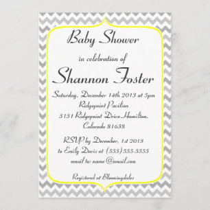 Elegant Yellow en Gray Chevron Baby shower Kaart
