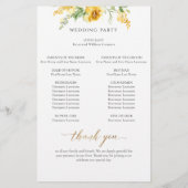Elegant Yellow en Ochre Floral Wedding Programme (Achterkant)