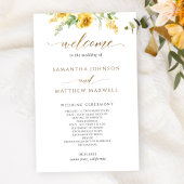 Elegant Yellow en Ochre Floral Wedding Programme