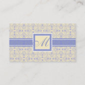 Elegant Yellow en Paars Scrollwork Damask Visitekaartje (Achterkant)
