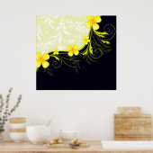 Elegant Yellow Floral Damask Poster (Keuken)