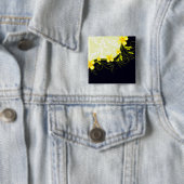 Elegant Yellow Floral Damask Vierkante Button 5,1 Cm (In situ)