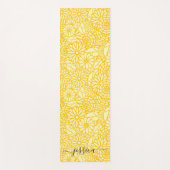 Elegant yellow floral script name yoga mat (Voorkant)