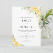 Elegant Yellow Floral Wedding Invitation (Debout devant)