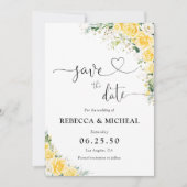 Elegant Yellow Floral Wedding Save The Date (Devant)