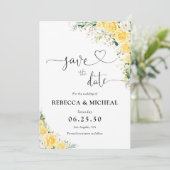 Elegant Yellow Floral Wedding Save The Date (Debout devant)