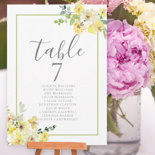 Elegant Yellow Floral Wedding Seating Chart Kaart
