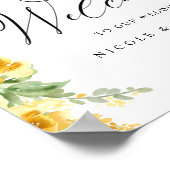 Elegant Yellow Floral Wedding Welcome Sign Poster (Hoek)