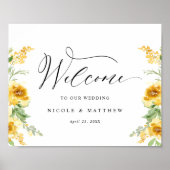 Elegant Yellow Floral Wedding Welcome Sign Poster (Voorkant)