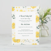 Elegant Yellow Flowers Baby shower Invitation Kaart (Staand voorkant)