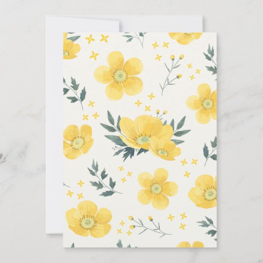 Elegant Yellow Flowers Baby shower Invitation Kaart (Achterkant)