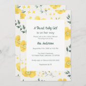 Elegant Yellow Flowers Baby shower Invitation Kaart (Voorkant / Achterkant)
