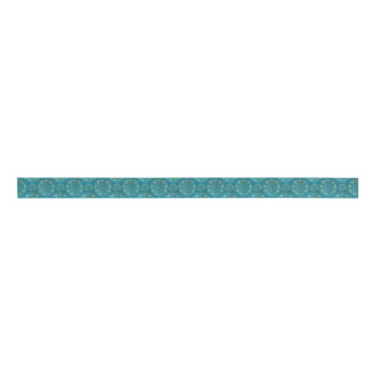 Elegant Yellow Gold Daisy Snowdrop Mandala Blauwgr Grosgrain Lint (Voorkant)