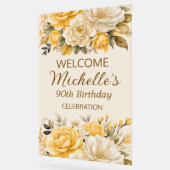 Elegant Yellow Ivory Cream Floral 90th Birthday (Angle)