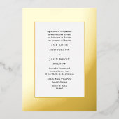 Elegant Yellow Real Gold Border Lijst Weddenschap Folie Uitnodiging (Voorkant)
