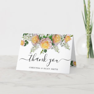Elegant Yellow Rose Bouquet Flowers Weddenschap Bedankkaart
