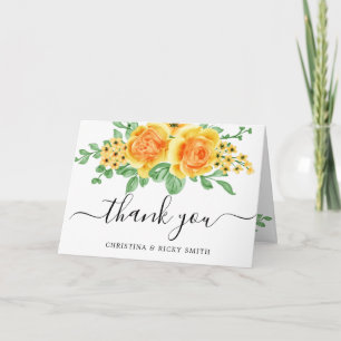 Elegant Yellow Rose Bouquet Flowers Weddenschap Bedankkaart