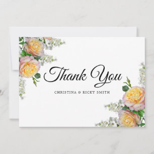 Elegant Yellow Rose Bouquet Flowers Wedding Bedankkaart