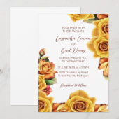 Elegant Yellow Rose Wedding Invitation Kaart (Voorkant / Achterkant)