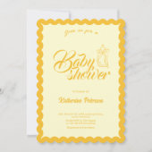 Elegant Yellow Scalloped Baby Shower Invitation (Devant)