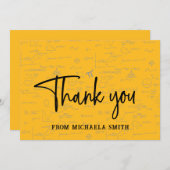 Elegant Yellow Script Typography Math Graduation Bedankkaart (Voorkant / Achterkant)