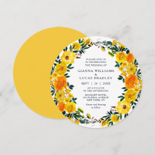 Elegant Yellow Waterverf Botanical Floral Wedding Kaart