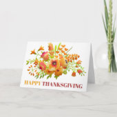 Elegant Yellow Waterverf Floral Thanksgiving Feestdagen Kaart (Voorkant)