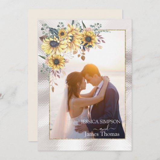 Elegant Yellow Waterverf Sunflower Sunny Kaart (Voorkant / Achterkant)