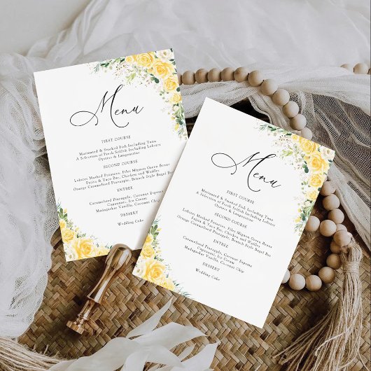 Elegant Yellow Wedding Menu