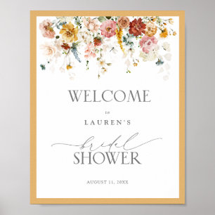 Elegant Yellow Wildflower Vrijgezellenfeest Welkom Poster