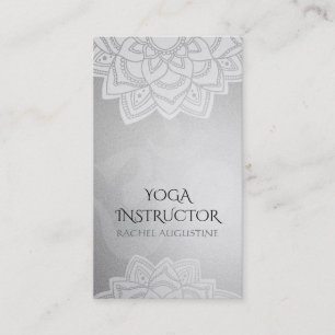 Elegant Yoga Floral Mandala Om Symbol Silver Foil Visitekaartje