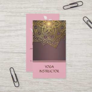 Elegant Yoga Instructor BlackWhite Floral Mandala Visitekaartje