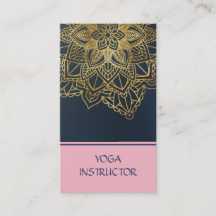 Elegant Yoga Instructor BlackWhite Floral Mandala Visitekaartje
