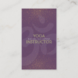 Elegant Yoga Instructor Om Symbol Paars en Gold Visitekaartje