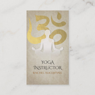 Elegant Yoga Meditation Pose Gold Foil om Symbol Visitekaartje