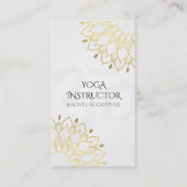 Elegant Yoga White Gold Floral om Symbol Mandala Visitekaartje (Voorkant)